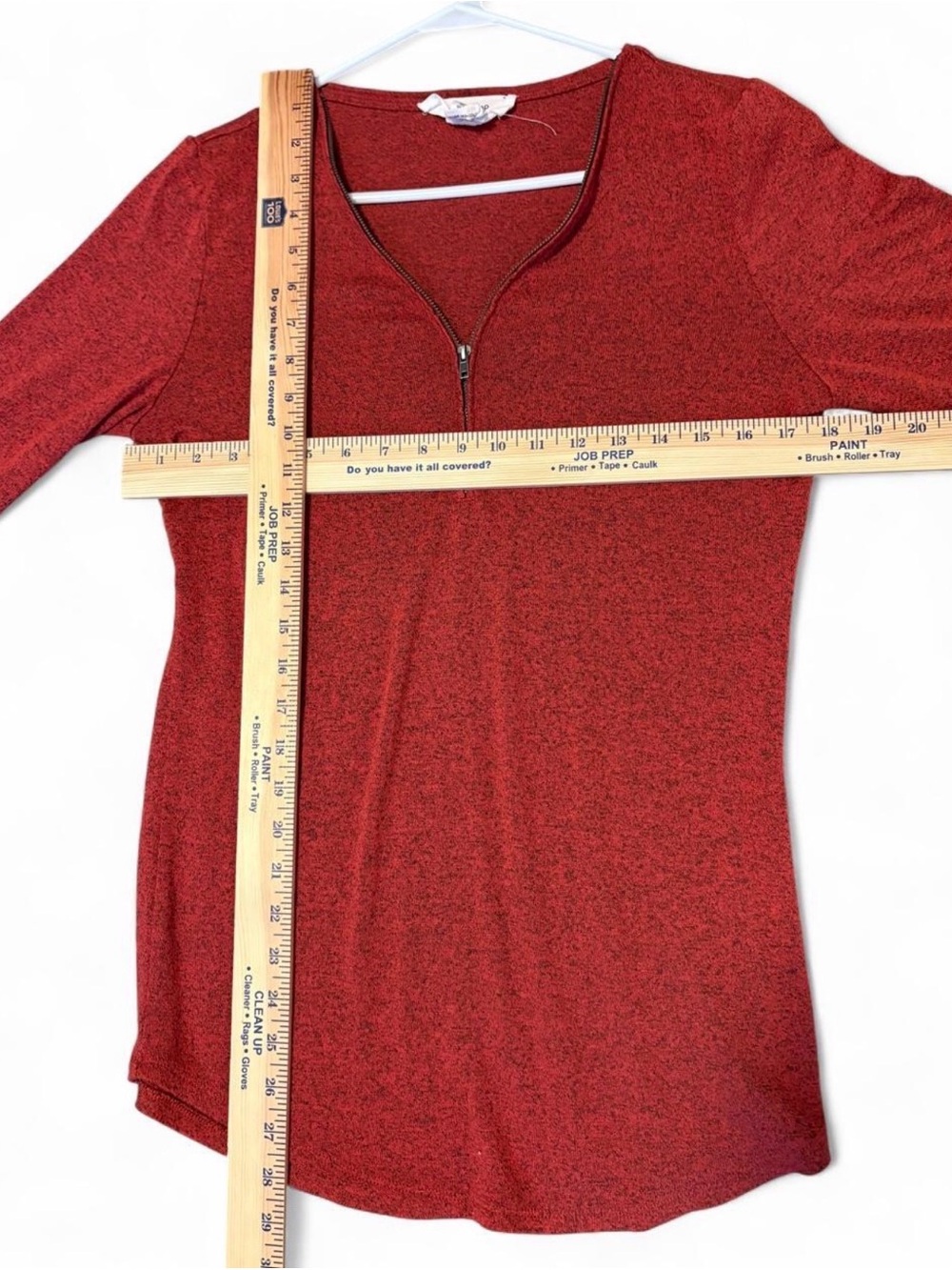Workshop Republic Clothing Women's Red Half-Zip Long Sleeve Top - Picture 4 of 4